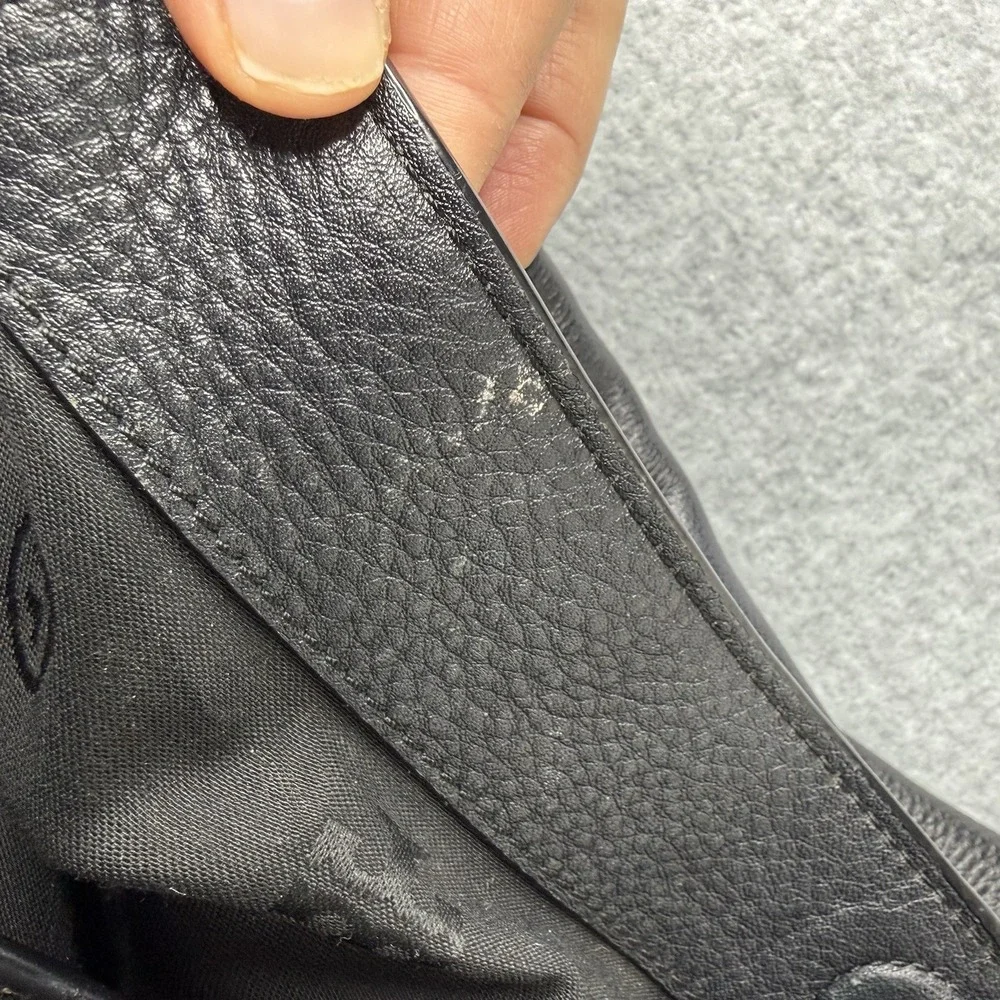 Tory‎ Burch Frida Black Pebbled Leather Hobo Bag Purse Top Handle Tote Classic